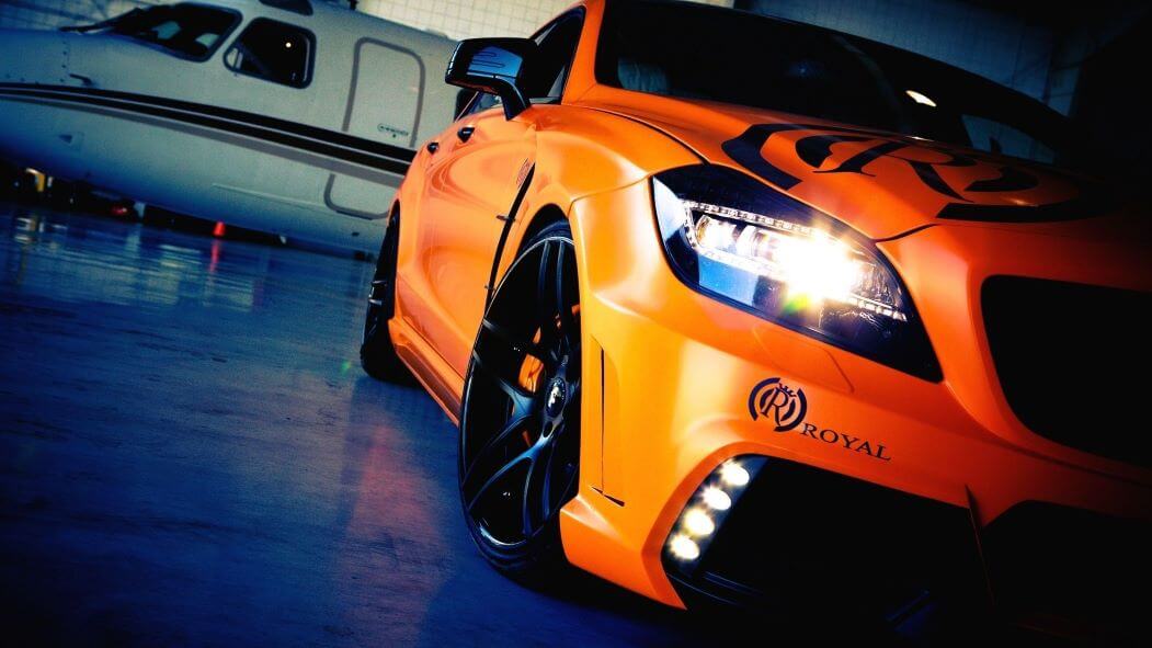 tuned orange car